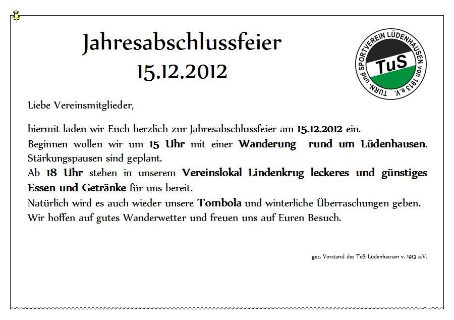 Jahresabschlußfeiert 2012