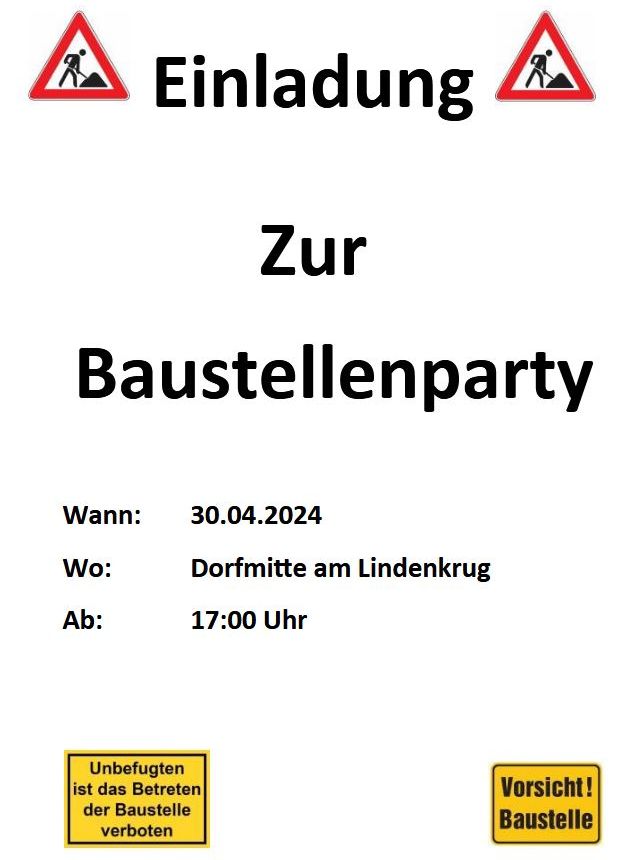 Baustellenparty am 30. April statt Maibaum-Aufstellen