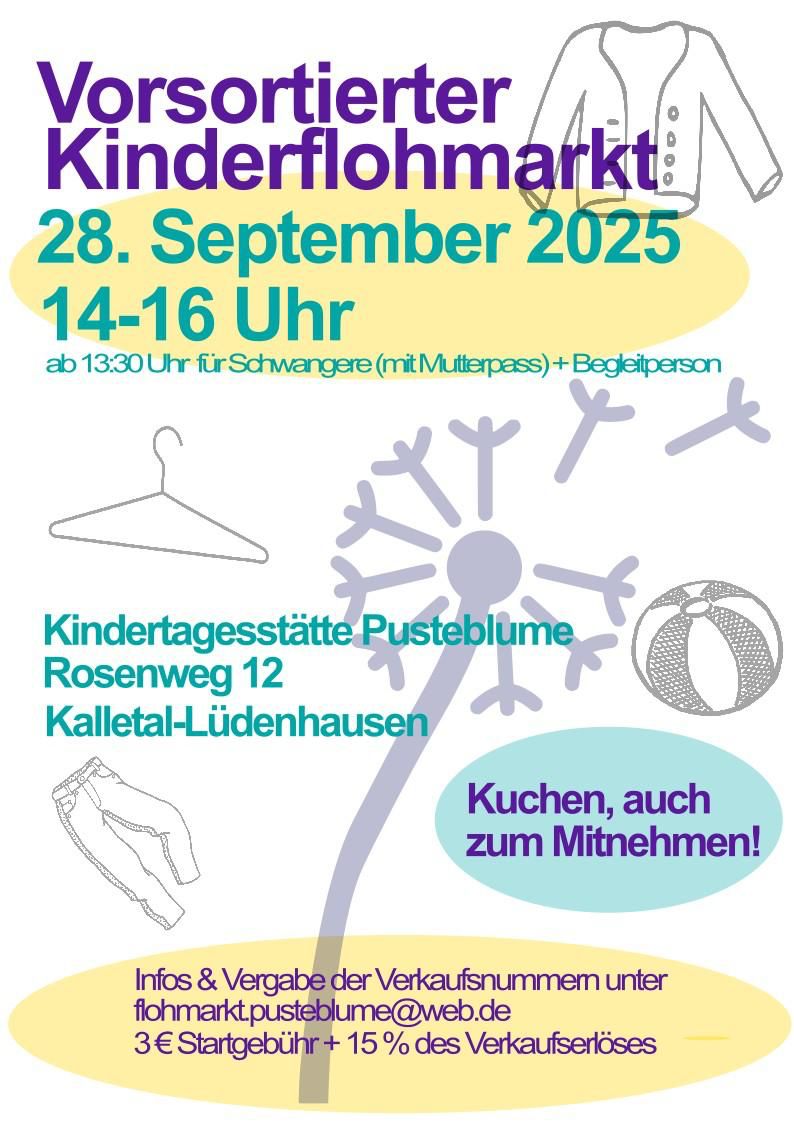 Kinder Flohmarkt am 28.9.25 in der Pusteblume